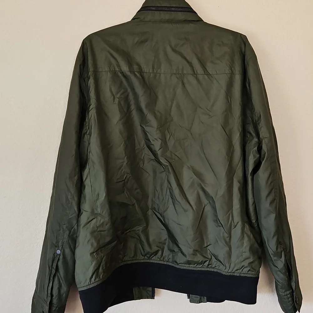 7 For All Mankind Military Green Lightweight Zip‎ Bomber Jacket Large